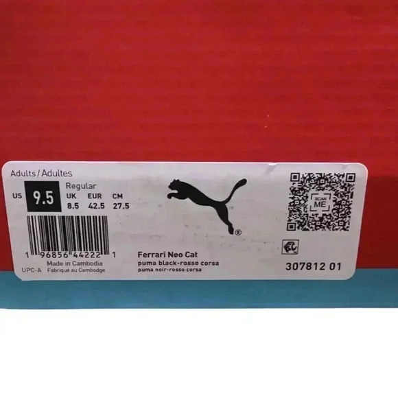 Puma Scuderia Ferrari Neo Cat Motorsport Shoes Mens 9.5 Black Red 307812 01 - Picture 8 of 8